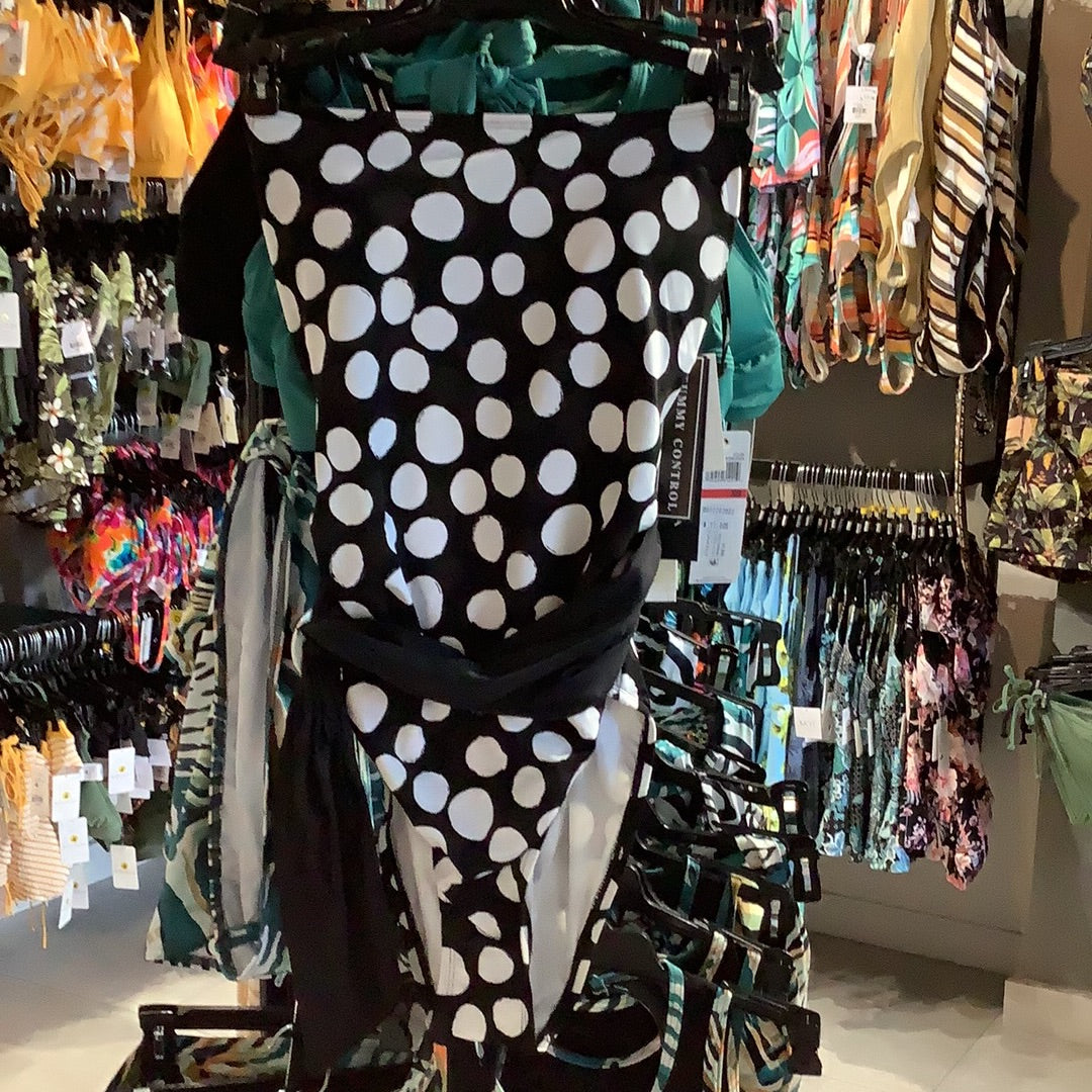 La Blanc Polkadot Black One Piece