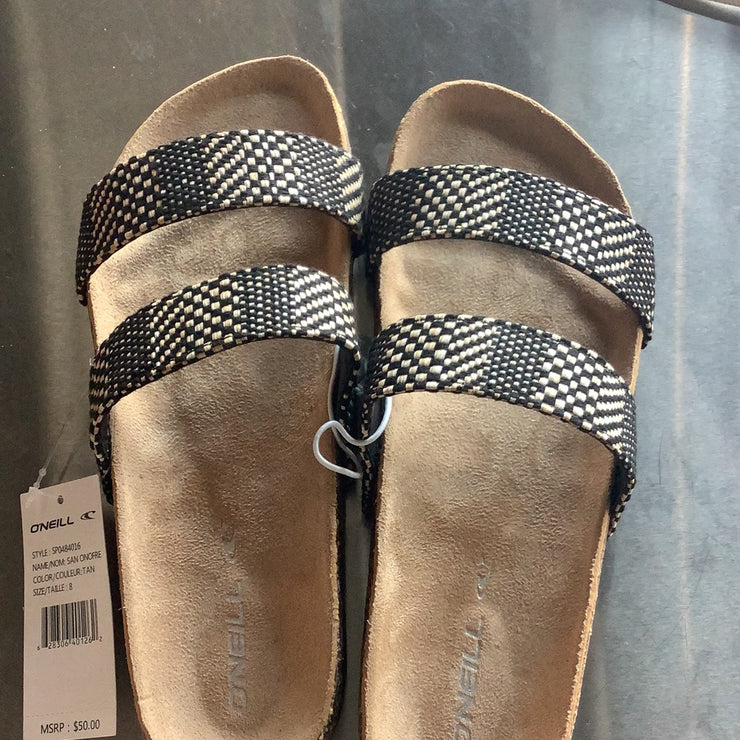 O’Neill ladies sandals tan and tweed
