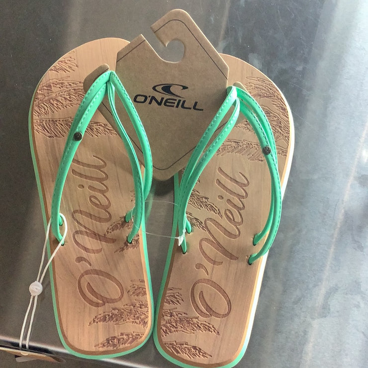 O’Neill ladies sandals green and wood